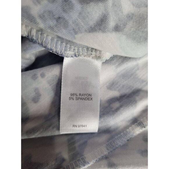 J Jill Women's LG Dress Floral Ruffle Short Sleeve Stretch Blue White Pockets - Picture 7 of 7